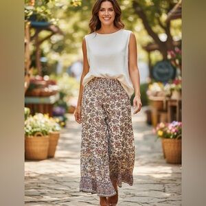 Boho, summer cropped side stitch festival pants